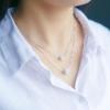 Korean 925 White Gold Clavicle Necklace with Diamond Ball Pendant