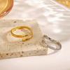 Stainless Steel Line Open Ring for Women Simple Vintage Hammered Pattern Adjustable Finger Ring Versatile Casual Jewelry Gift