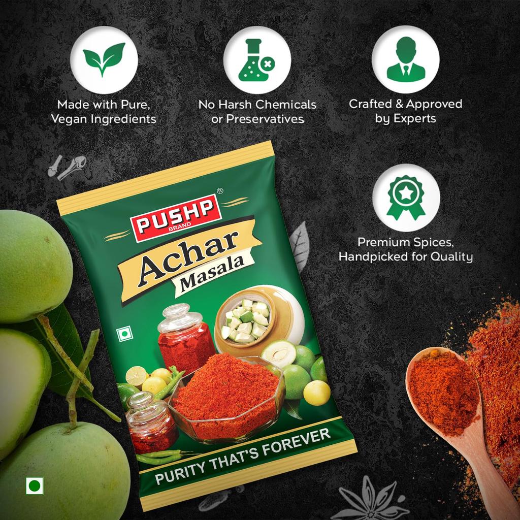 Pushp Achar Masala Premium Blend Traditional Spice Mix For Authentic Homemade Pickles Ready To Use 100ml Pack Of 10