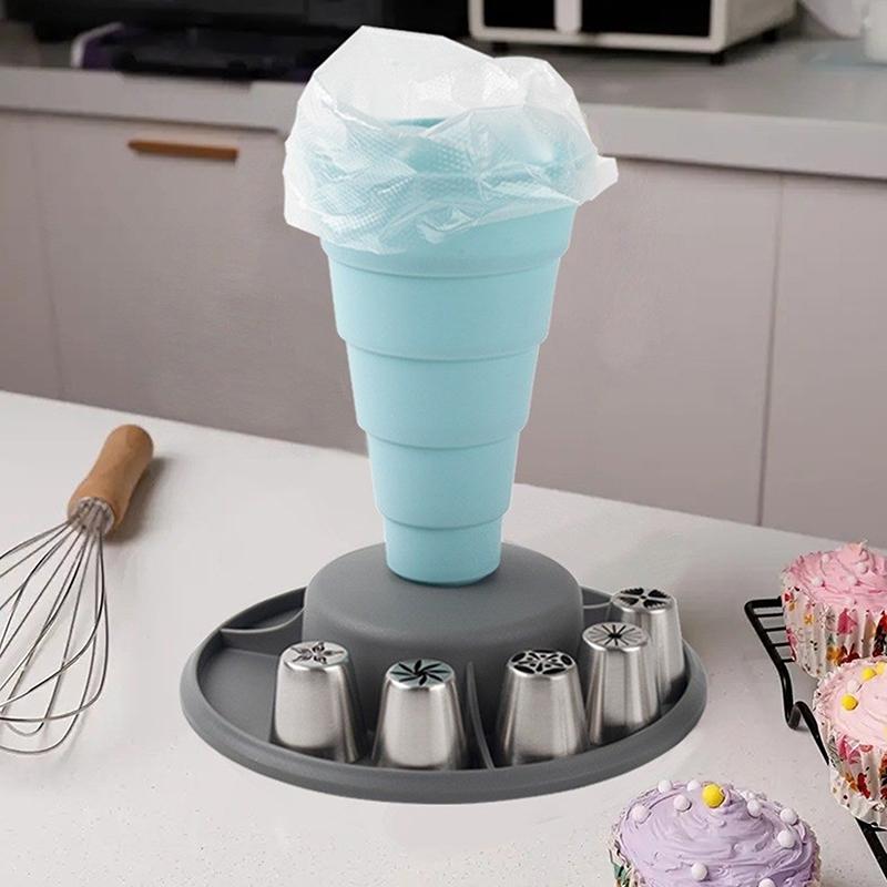 Rejilla Retráctil para Mangas Pasteleras Soporte para Mangas Pasteleras Para Llenado Fácil Soporte para Mangas de Glaseado Boquillas Puntas de Decoración Soporte