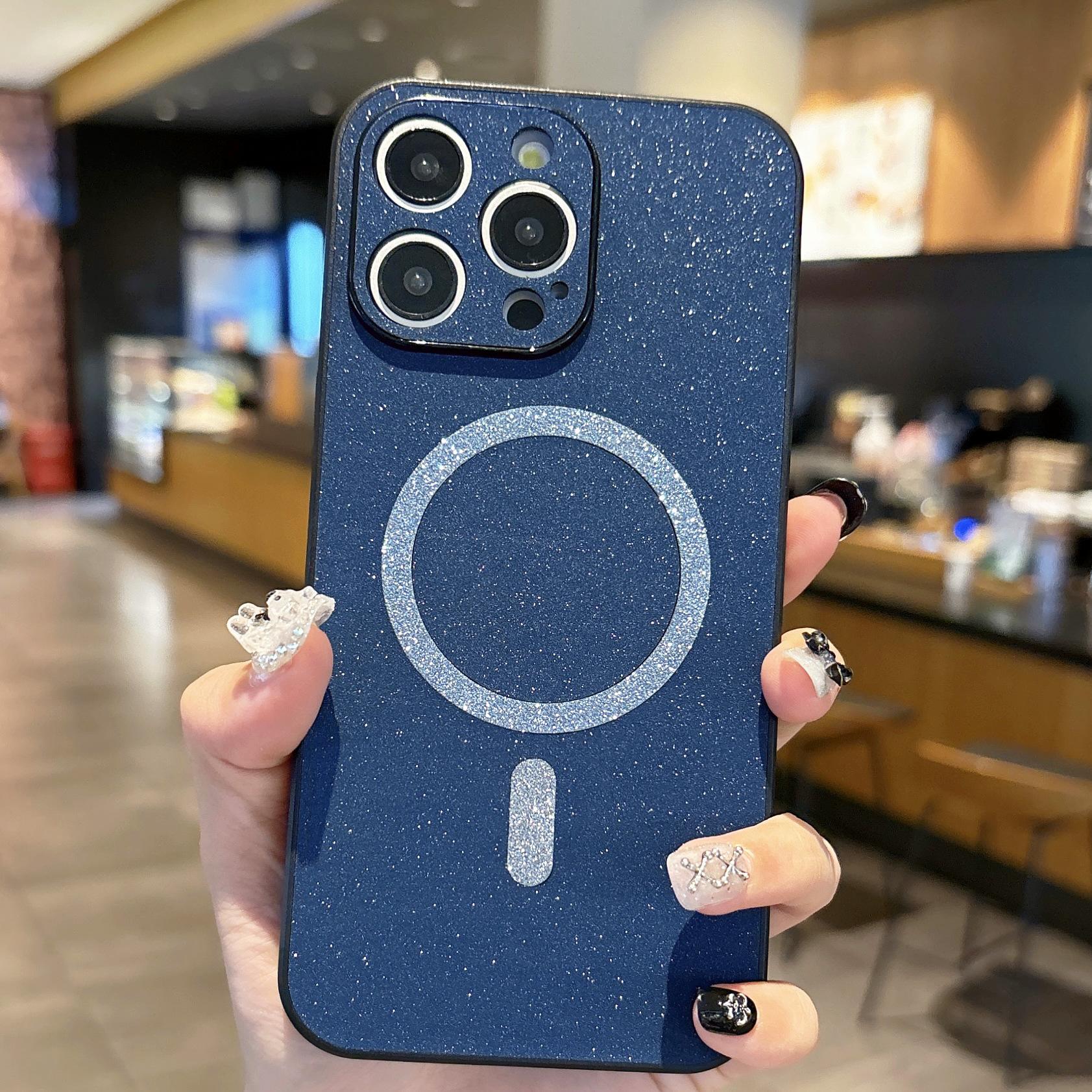 

Простой деловой блестящий магнитный притяжение подходит для IPhone15promax, противоударный чехол для телефона Apple 13/14 12 Apple 11Promax синий