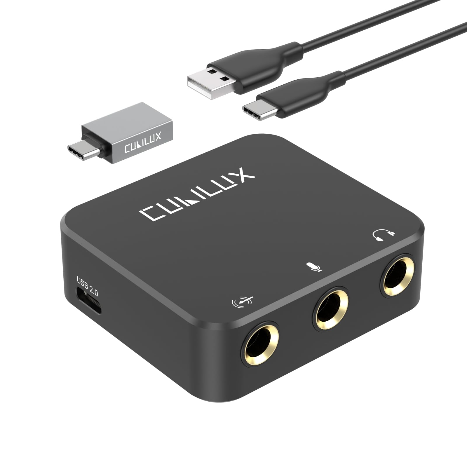 

Cubilux USB to Audio Adapter for Live Streaming USB A to Adapter with Mono Mic Stereo Line and Headphone Output HLMS-C5 6.35mm Recording, 6.35mm