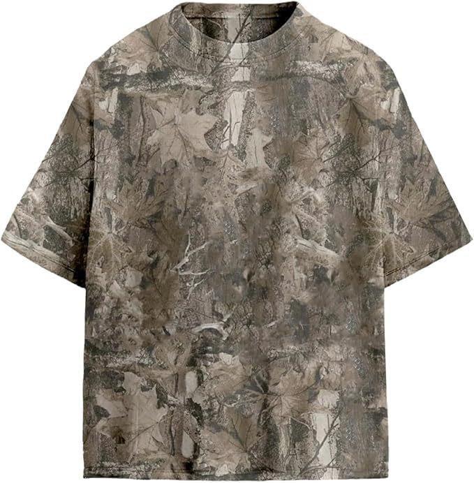 Summer Men's Fashion Trend Slim Fit Casual Branch Camouflage 3D Digital Printing Short-sleeved T-shirt Top