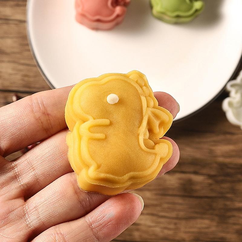 Cartoon Dinosaur Mooncake Mold Creative Patisserie Stamps Mold Hand Press Animal Bean Paste Cake Mold Pastry Diy Bake Tools