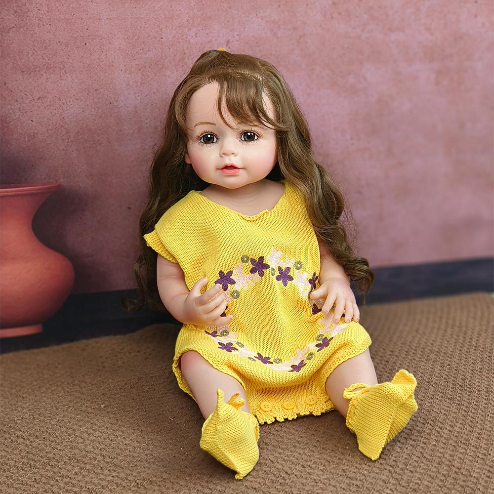 Full Body Soft Silicone Reborn Toddler Doll Toy Lifelike Soft Touch Hand Rooted Hair Doll Gifts for Children Toys