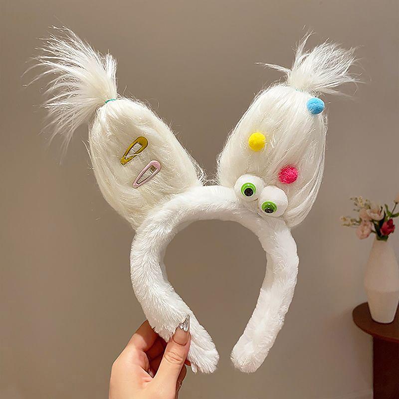 2024  Funny Plush Ugly Doll Hairband Female Winter Cute Cartoon Face Wash Hairband Hair Hoop Korean Girl Hair Grotto Headband
