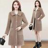 Women's Faux Lambswool Plush Mid-Length Coat - 2025 Autumn/Winter Korean Style, Plus Size