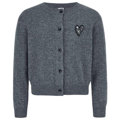 Little MO&Co. Girls' Rhinestone Merino Wool Cardigan Sweater