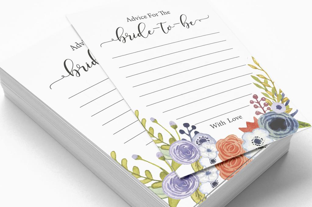 Inkdotpot Advice For The BrideA  CardsA  Set Of 50A  FloralA  Bridal Shower Activity