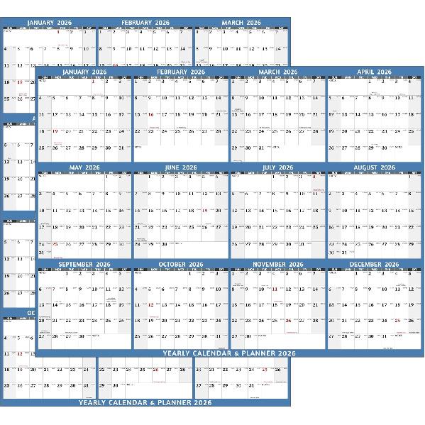 2026 Dry Erase Calendar – Large Yearly Wall Calendar 2026, 45.1'' X 33.7'', 2-Side Reversible Calendar 2026, Vertical/Horizontal, Jan 2026 – Dec