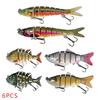 6-Piece Set Bionic Multi-Jointed Swimming Lure Hard Bait Freshwater Saltwater Fishing Bass Pike