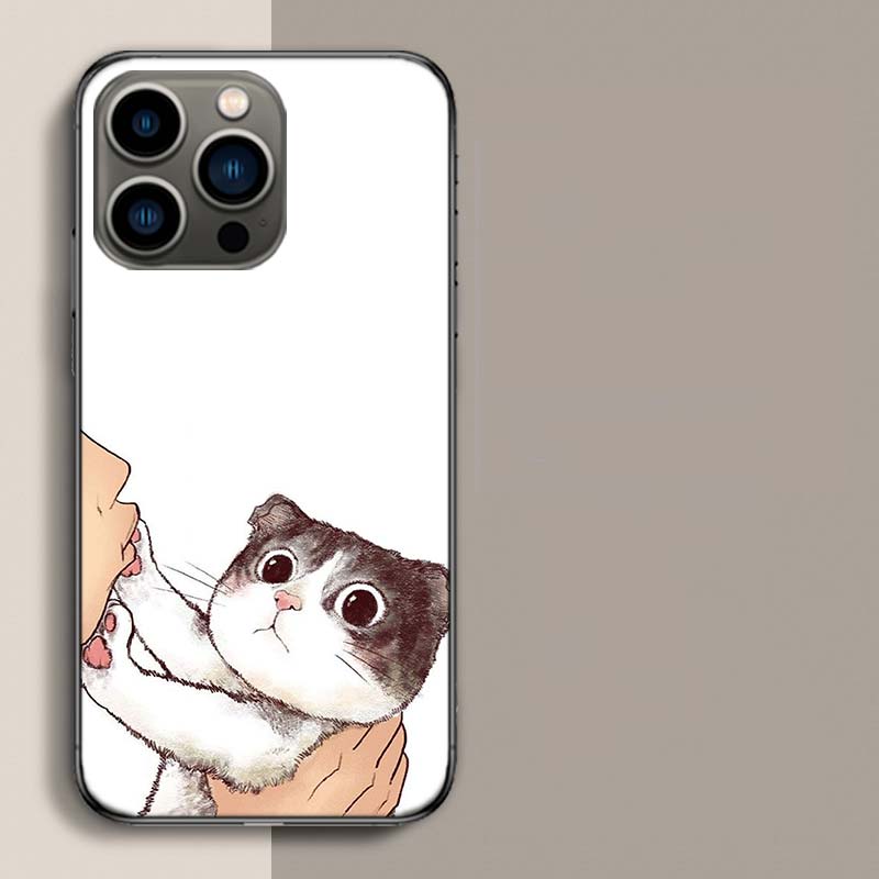 Kiss Cat Cute Kitten Cartoon Phone Case For Apple Iphone 16E 16 17 Pro Max Air 15 Pro 14 Plus 12 13 Mini Cover Cute Fund