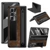 Fold 7 Luxury Dark Retro PU Leather Phone Case for Samsung Galaxy Z Fold 7 6 5 4 3 with Pen Slot Hinge Protection Kickstand
