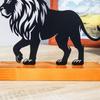 Hollow Out Iron Art Lion Statue with Base Metal Animal Sculpture Table Sign