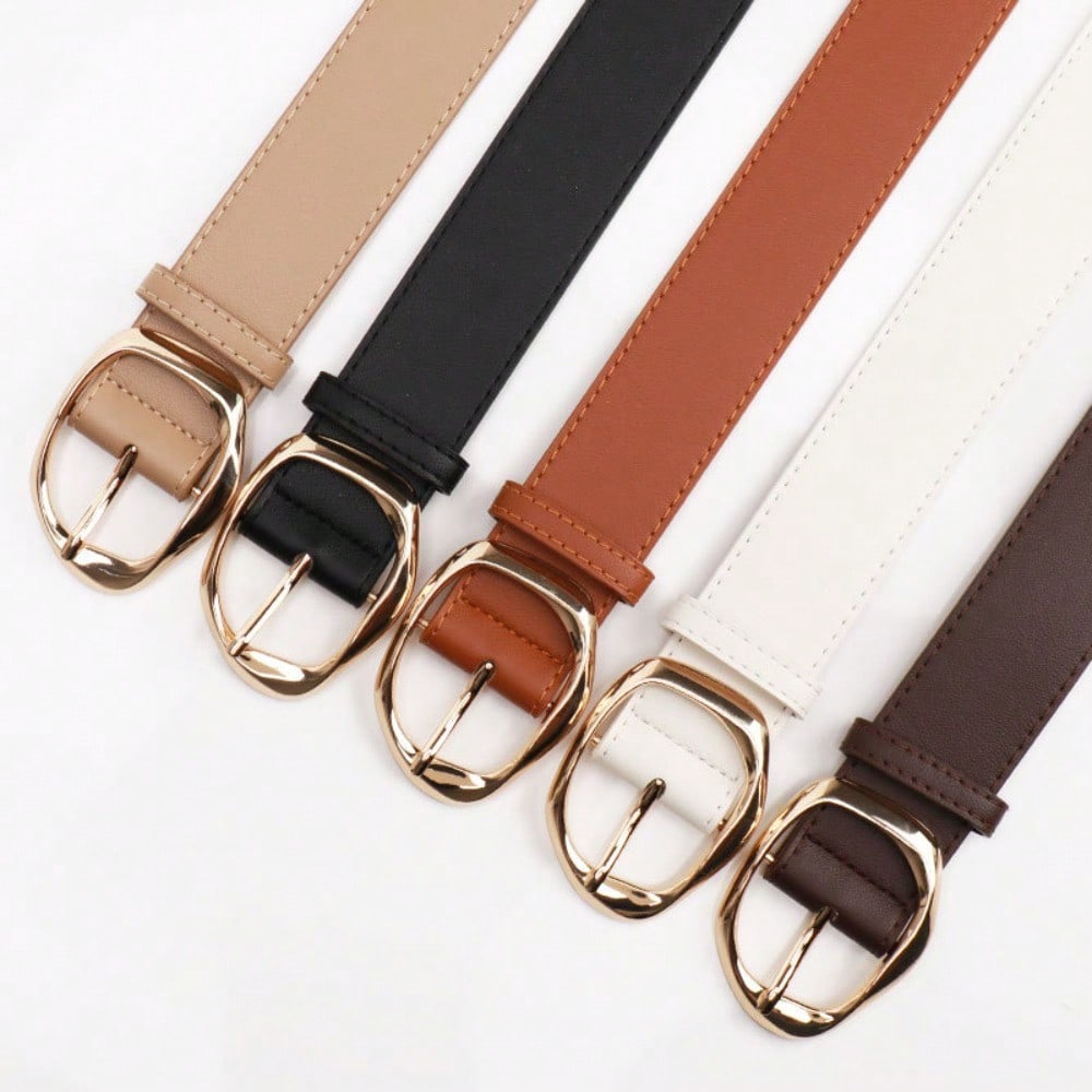 New Commuter Versatile Irregular Button Head Wide Belt Women's Simple Fashion Decorative Jeans Women's Belt