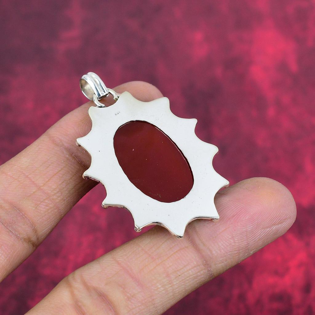 Karneol 925 Sterling Silber Anhänger, handgefertigter Edelstein Anhänger Schmuck, Geschenke für Frau Brandneuer Anhänger