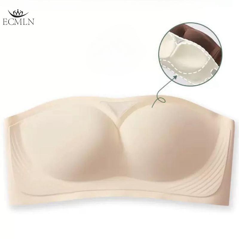 

Бюстгальтер без бретелей Безшовний бюстгальтер пуш-ап Антипровисаюча Білизна без сталевих кілець Зручний дихаючий бюстгальтер XL бежевий