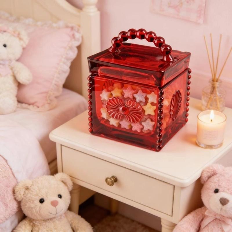 Artistic Square Candies Holder Clear Glass Featuring Intricate Embossed Detail Household Storage Jar