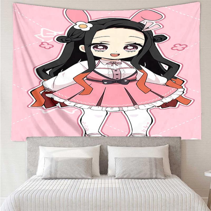 Demon Slayer Nezuko2 Tapestry for Bedroom Aesthetic Classroom Tapestries Wall Hanging for Living Room Dorm Office,Ideal Creative Gift