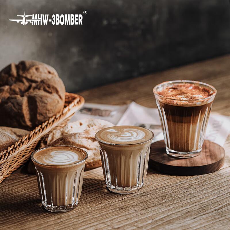 MHW-3BOMBER Bomber [Gift], Coffee Glass Cup, Australian White Cup, Transparent Simple Retro Dirty Americano, 240ml