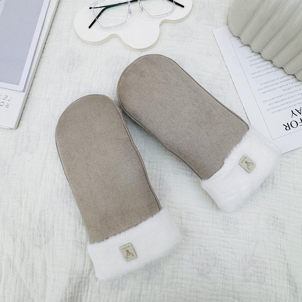 

Варежки осень-зима плюс бархат теплые для студентов, велоспорта, холодной погоды - ветрозащитные перчатки One Size серый