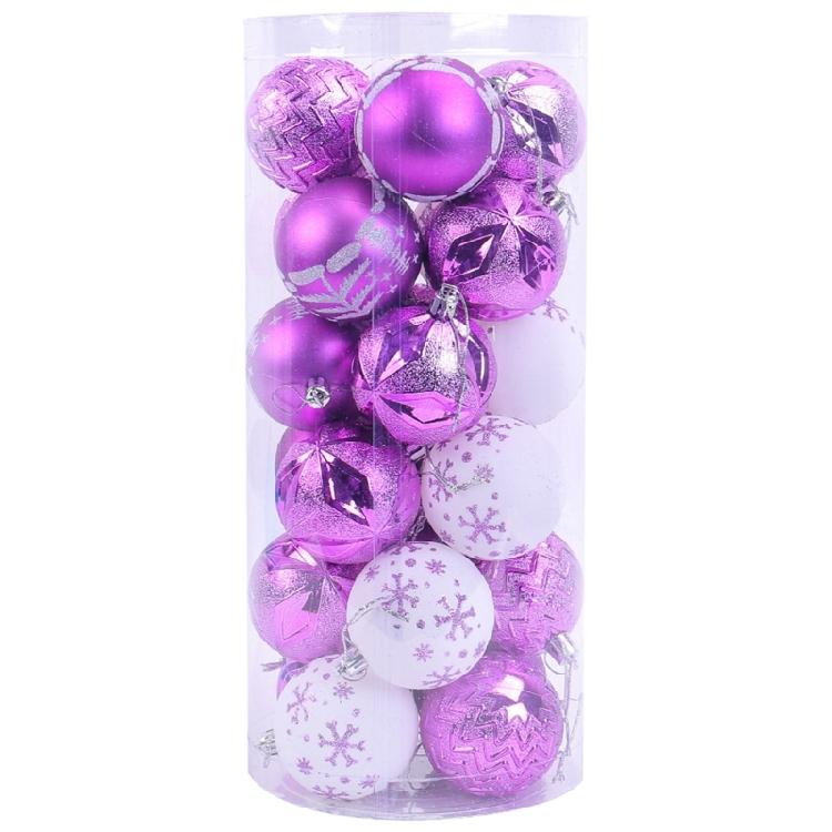 24Pcs Artistic Painted Christmas Baubles Bright Christmas Sphere Hanging Ornament for Festival Home Embellishment