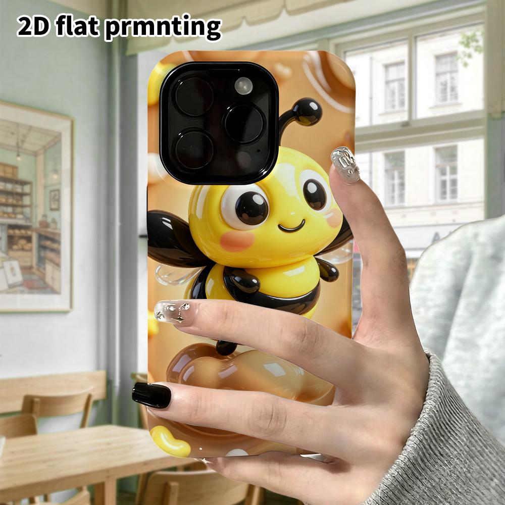 Phone Case: 2D flat design suitable for iPhone 18 17 16 15 14 13 Pro protective case, little bee, perfect Christmas and Halloween holiday gift