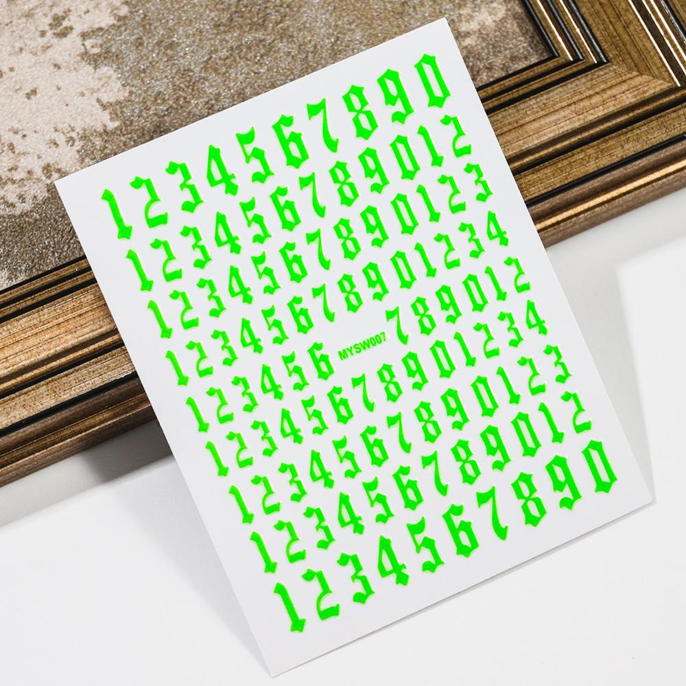 3D(0-9) Numbers Nail Sticker Black White Gold Silver Retro Numbers Nail Decals 8*10 Self-Adhesive Personalized Letter Nail Decor