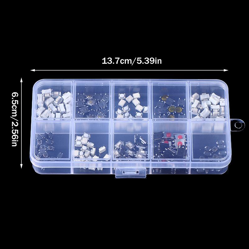 200 Pcs 10 Types Durable Car Remote Control Tablet Actile Push Button Switch Car Keys Button Touch Microswitch With Box