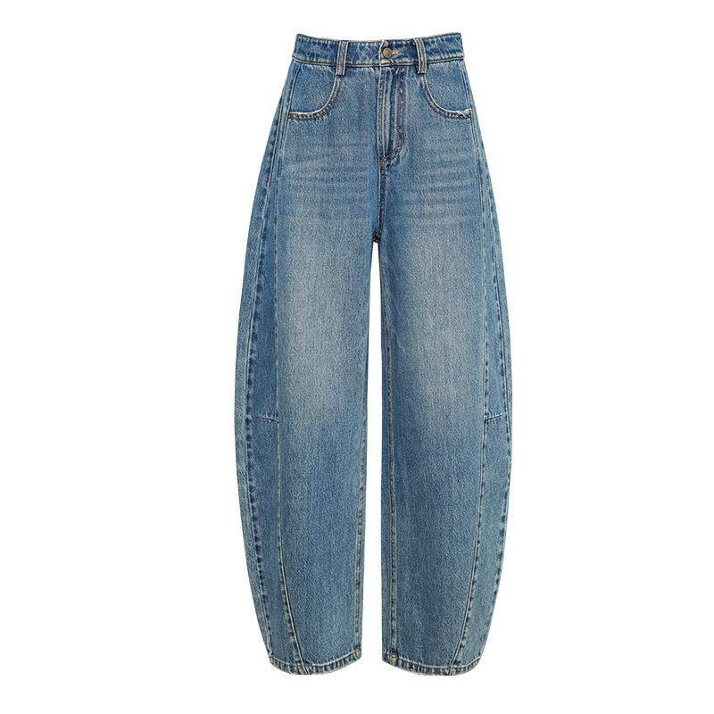 Autumn Women s High Waist Wide Leg Jeans - Loose Fit, Slimming Drape 27 синий