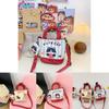 Canvas Cartoon Cat And Bear Print Bucket Bag With Zipper Inner Pocket For Daily Outings