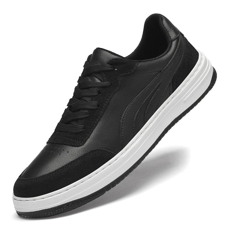 

Fashion Genuine Leather Mens Flats Fashion Breathable Sneakers for Driving Walking Comfy Male Skate Shoes Non Slip Skateboard Footwear 46 чёрный