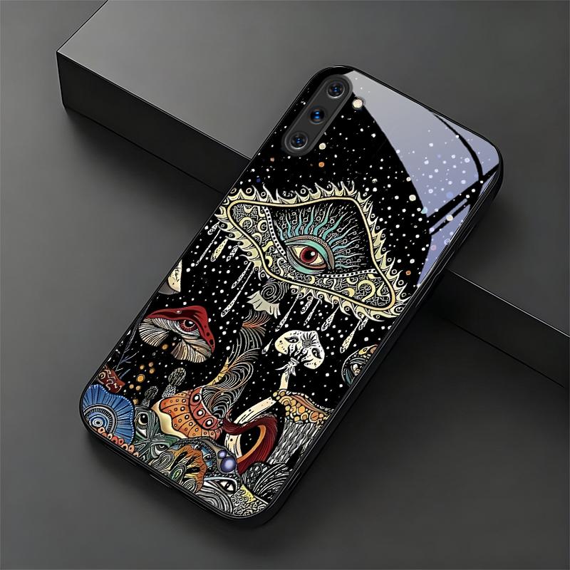 Magic Mushrooms Art Black Phone Case For Samsung Galaxy Note 10 20 A06 A07 A12 A13 A14 A15 A16 A17 A22 A23 A24 25 26 Glass Cover