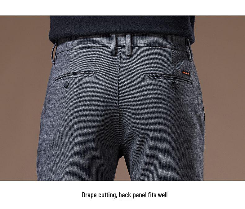 Men's High-End Slim Fit Woolen Trousers - Autumn/Winter Collection, Elastic Straight Leg, Light Luxury Casual Style.