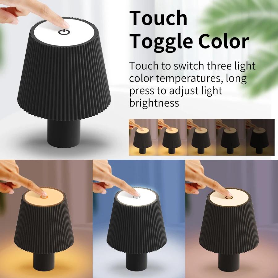 LED Desk Lamp Rechargeable 3 Color Dimming Modern Touch Switch Table Light For Bar Club Restaurant Bedroom Decor Lighting
