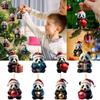 Cartoon Christmas Panda Ornament 2D Xmas Hanging Ornament Car Panda Pendants  Party Supplies