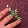Peridot Gemstone Cross Shape Pendant : 925 Sterling Silver Handmade Jewelry Pendant