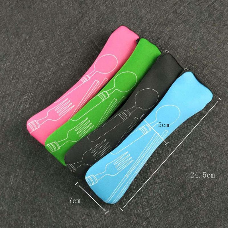 7Pcs Set Portable Knifes Fork Spoon Stainless Steel Family Camping Steak Cutlery Tableware with Bag - Ideal for Picnics & BBQs