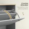 Shoe cabinet 24 pairs with 3 flip-down drawers and adjustable shelves, 80x23.5x121cm, grey