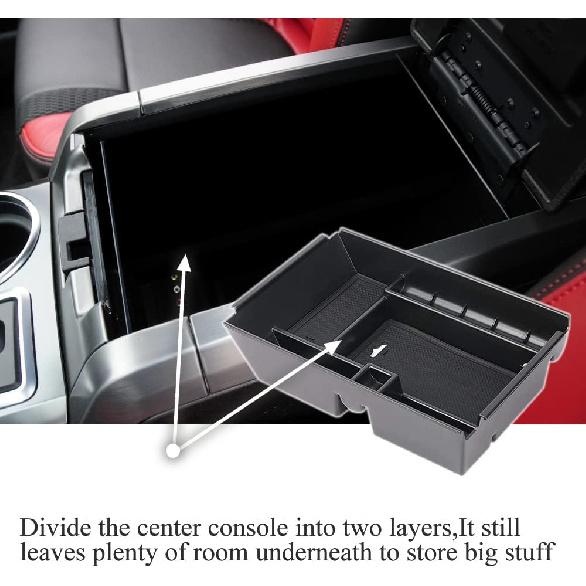 VESUL Center Console Armrest Storage Box Compatible with Ford F-150 F150 2011 2012 2013 2014 ABS Tray ert Organizer Glove Pallet