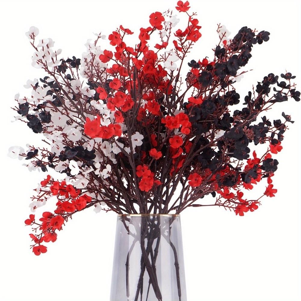 2pcs Silk Artificial Wintersweet Flower 5 Forks Long Branch Flower Branch Halloween Decor