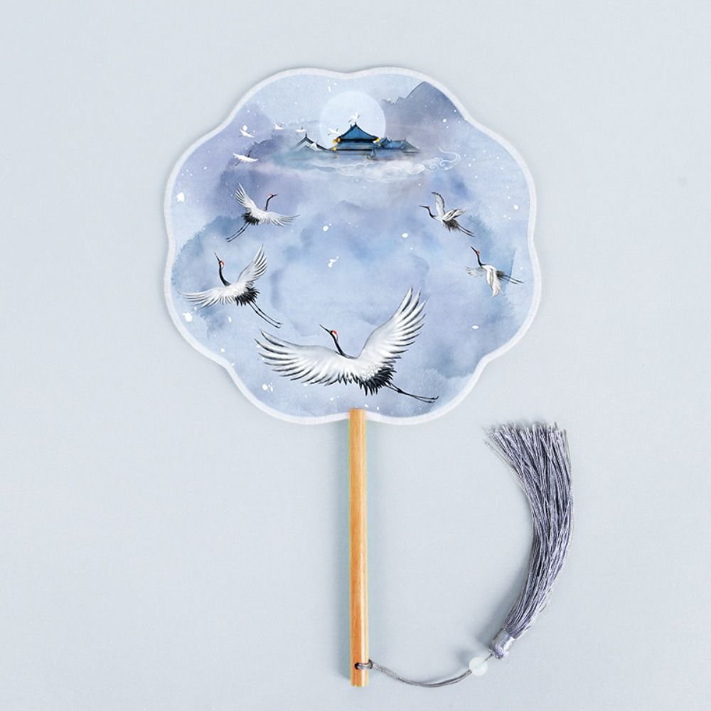 Tassels Embroidery Fan Handheld Silk Fan Ancient Chinese Style Round Fan  Home Decor
