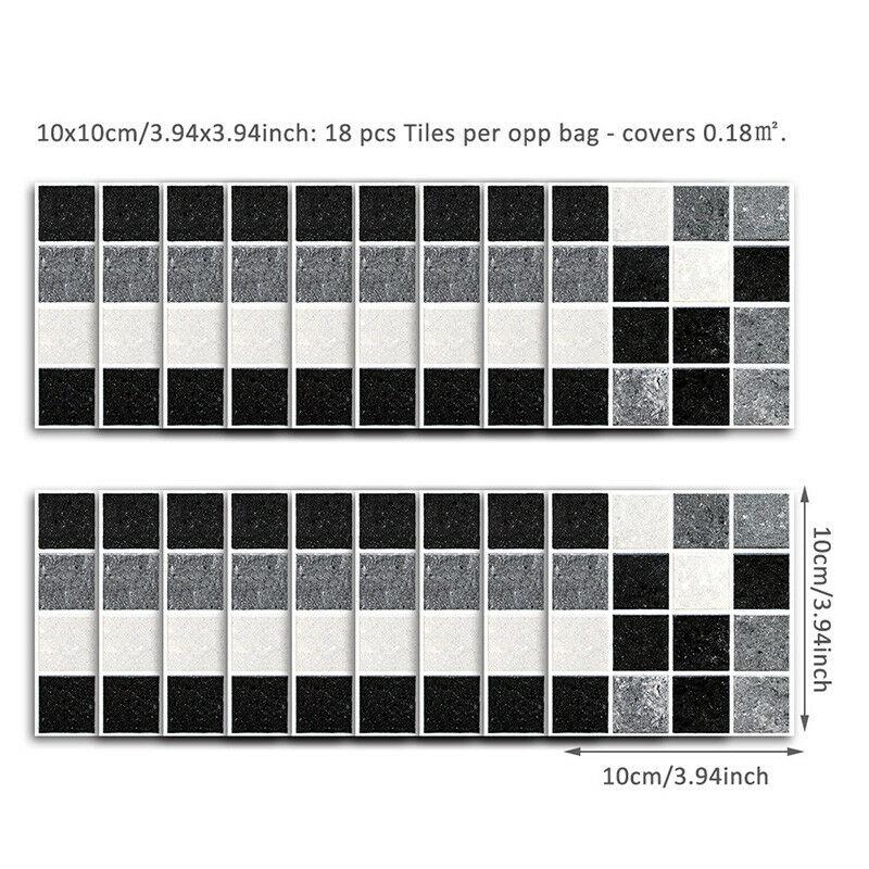 

18 шт. 10c×10 см мозаичные плитки настенные наклейки декор плоские печатные покрытия для кухни ванная комната отклеиваются и приклеиваются водонепроницаемые художественные фрески