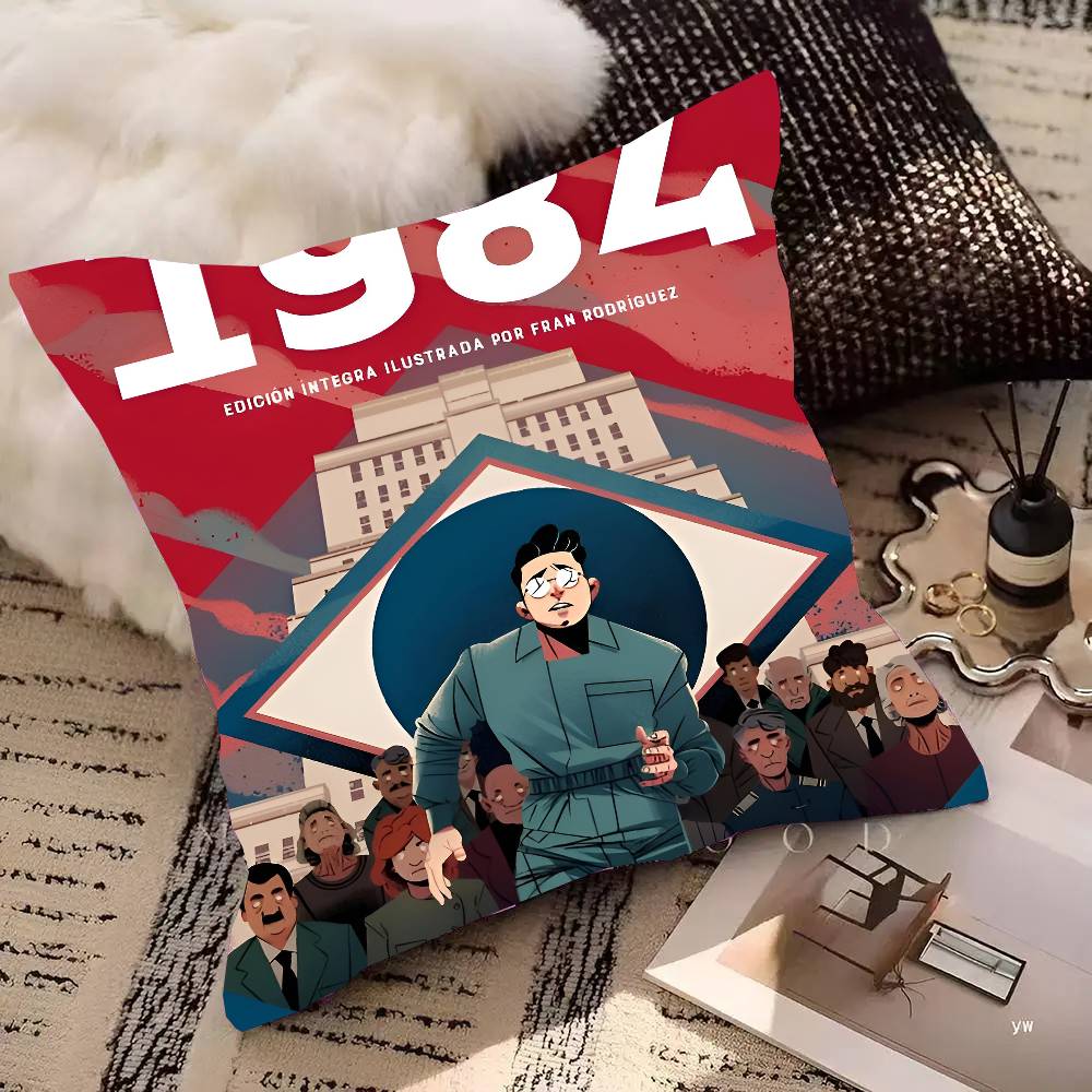 1984 George Orwell Pillow Case Square Pillow Bedroom Sofa Leisure Comfort Cushion Car Home Decoration