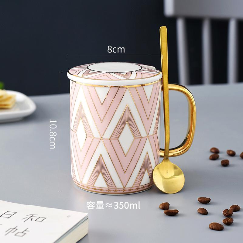 British Style Mug Couple Pair Cup Ceramic Water Cup Office Mug Coffee Cup High-End Covered Souvenir