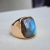 Natural Blue Fire Labradorite 925 Sterling Silver Rose Gold Fill Ring Jewelry, Handmade Unique Gift Ring