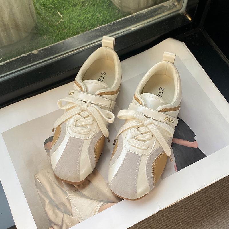 Lace-up Sports Forrest Gump Shoes Women's 2025 Autumn New Leather Fashion Niche Versatile Casual Moral Training Shoes Women