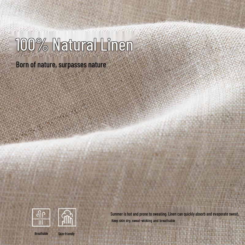 Jinjue Men's 100% Linen Straight-Leg Casual Pants