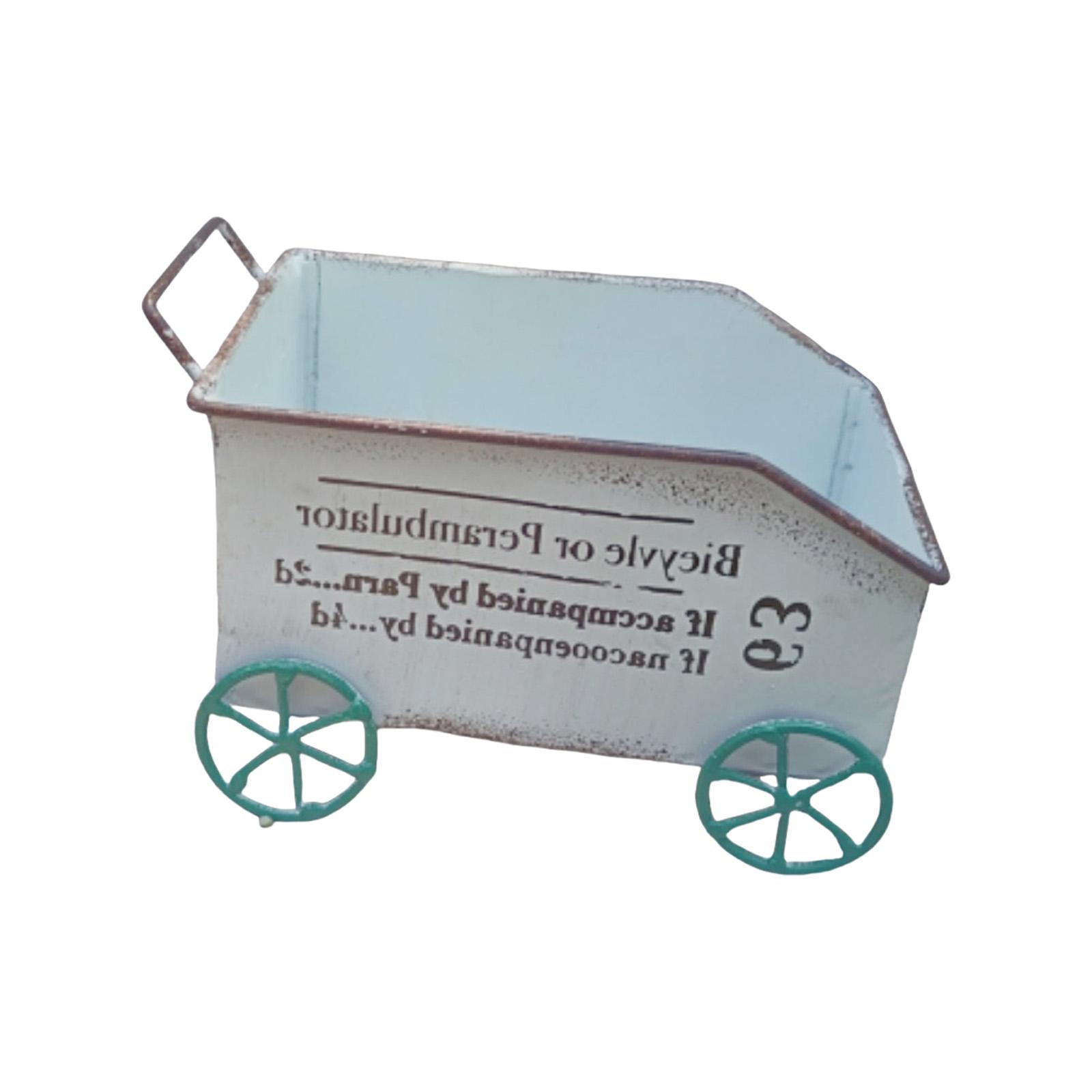 

Цветочная тележка Металлическая Современная Металлическая Тележка Кашпо Подставка для растений Цветочный горшок для внутреннего сада Патио Уличный балкон белый