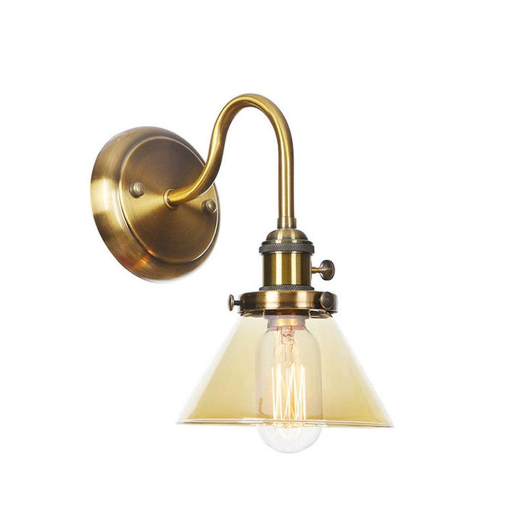 Vintage Brass Switch Wall Sconces, Amber Clear or White Glass Shade Wall Lights,Gold Bathroom Vanity Light Fixtures